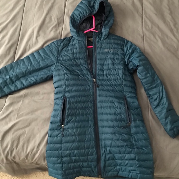Eddie Bauer Jackets & Blazers - Eddie Bauer XS Teal Feather down long Coat